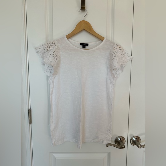 J.Crew Eyelet Lace Sleeve T-Shirt - Picture 2 of 9